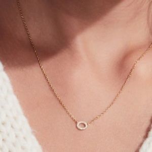 Oval pave pendant necklace